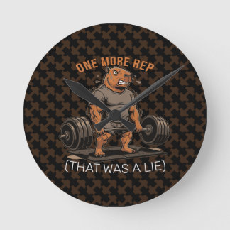 Funny Capybara Gym One More Rep That Was A Lie Round Clock