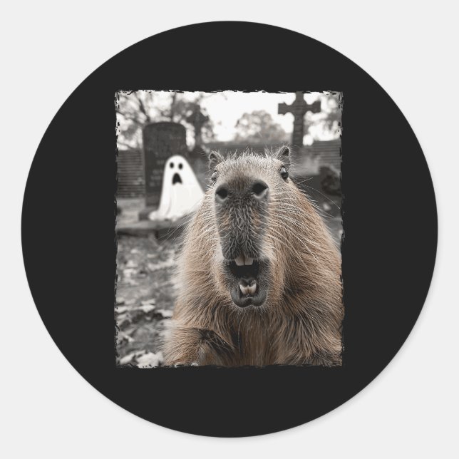 Funny Capybara Halloween Costume  Classic Round Sticker (Front)