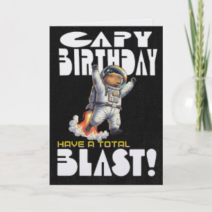 Funny Capybara in Space Capy Birthday Pun Card