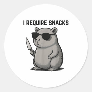 Funny Capybara Lovers Cute Animal Humor I Require Classic Round Sticker