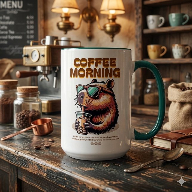 Funny Capybara Morning Coffee Drinker Mug (Creator Uploaded)