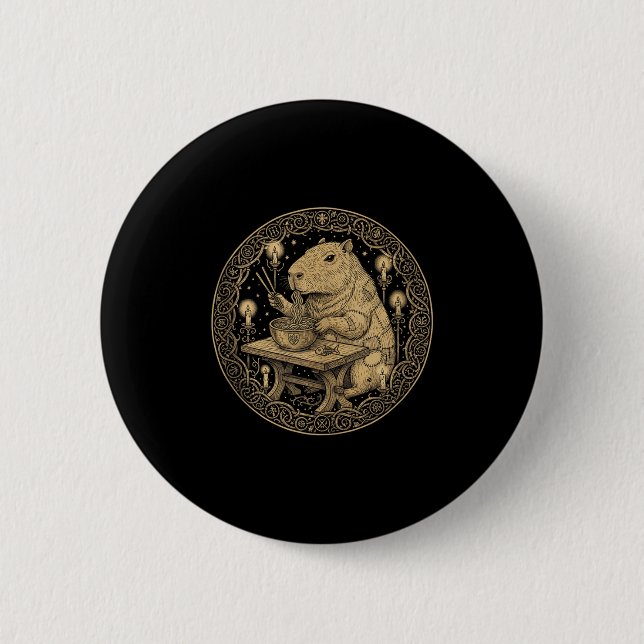 Funny Capybara Old World Medieval Ramen Fantasy Vi Button (Front)