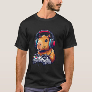 Funny Capybara Playing Video Games Gamer Gaming T-Shirt