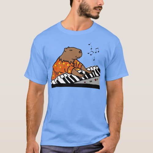Funny Capybara Plays Piano T_Shirt