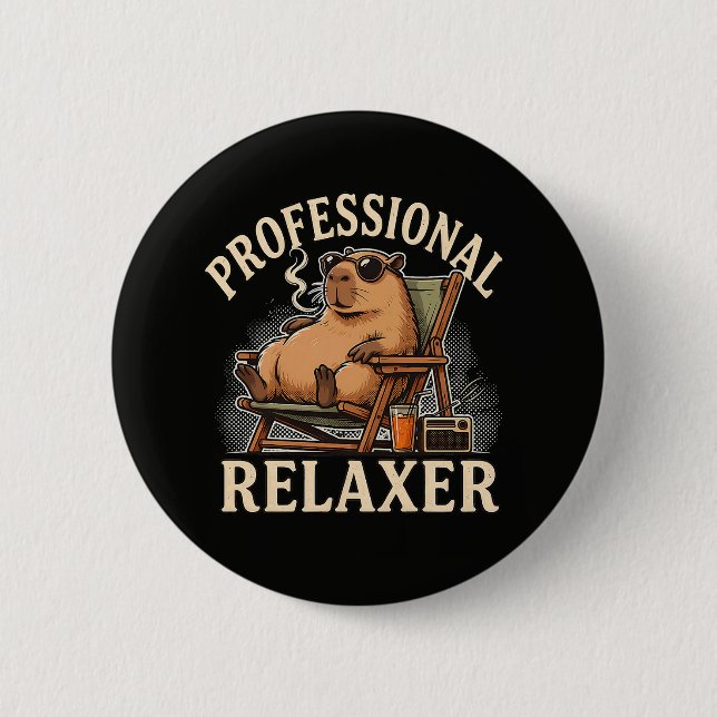 Funny Capybara Professional Relaxer Button (Front)