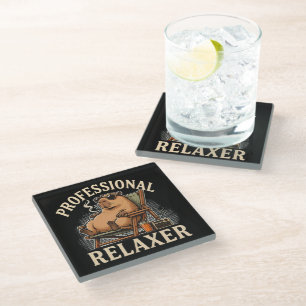 Funny Capybara Professional Relaxer Glass Coaster