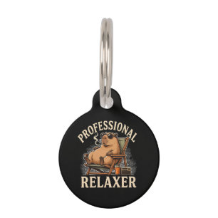 Funny Capybara Professional Relaxer Pet ID Tag
