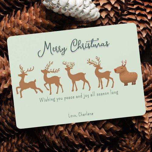 Funny Capybara Reindeer Christmas Cards