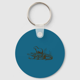 Funny Capybara Riding An Alligator Men Women Capyb Keychain