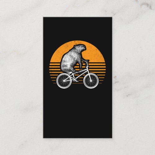 Funny Capybara Riding Bike Retro Capibara Bicycle Business Card