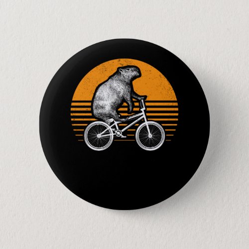 Funny Capybara Riding Bike Retro Capibara Bicycle Button