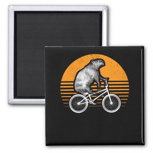 Funny Capybara Riding Bike Retro Capibara Bicycle Magnet