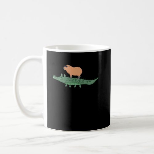 Funny Capybara Riding On A Crocodile  Coffee Mug