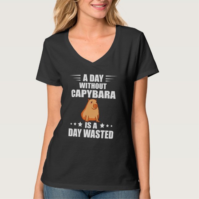 Funny Capybara Rodent Animal A Day Without Capybar T-Shirt (Front)