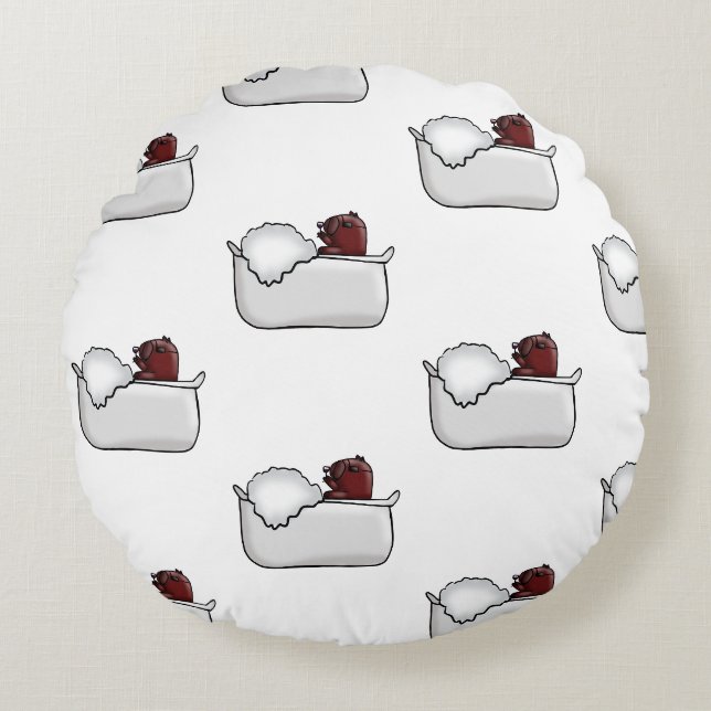 Funny Capybara Round Pillow (Front)