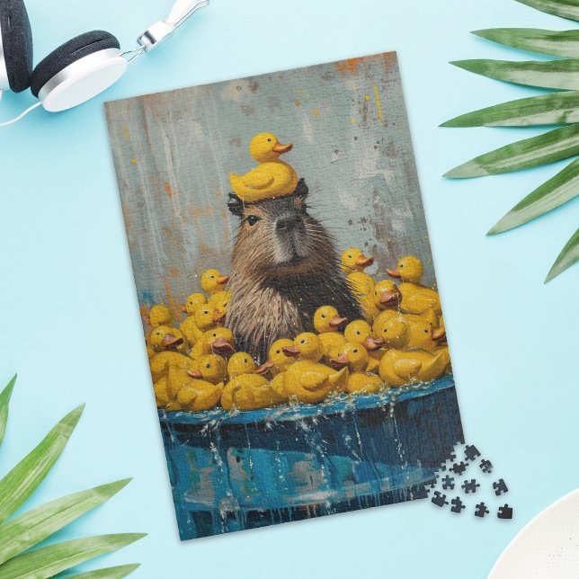 Funny Capybara Rubber Duck Pool Jigsaw Puzzle (Creator Uploaded)
