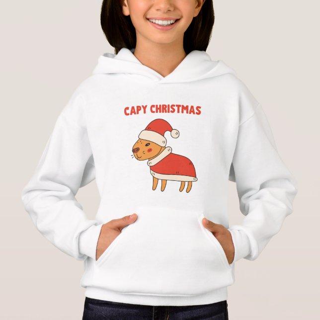 Funny Capybara Santa Capy Christmas Hoodie (Front)