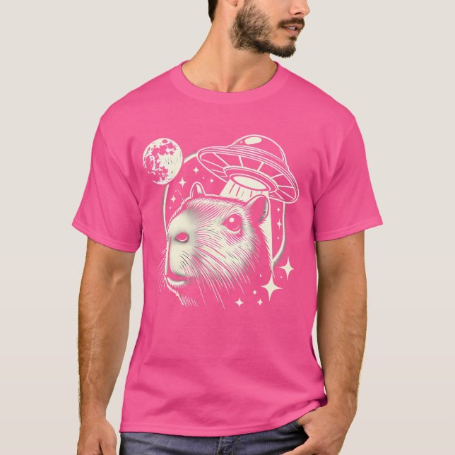 Funny Capybara Selfie Ufos Men Weird Capybara T-Shirt (Front)