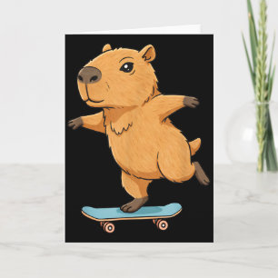 Funny Capybara Skater Skateboard Ballerina Zoo Boy Card