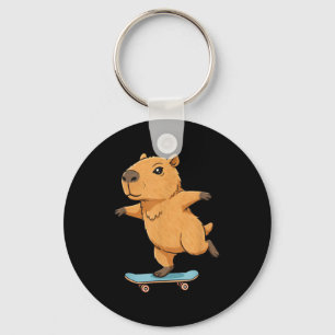 Funny Capybara Skater Skateboard Ballerina Zoo Boy Keychain