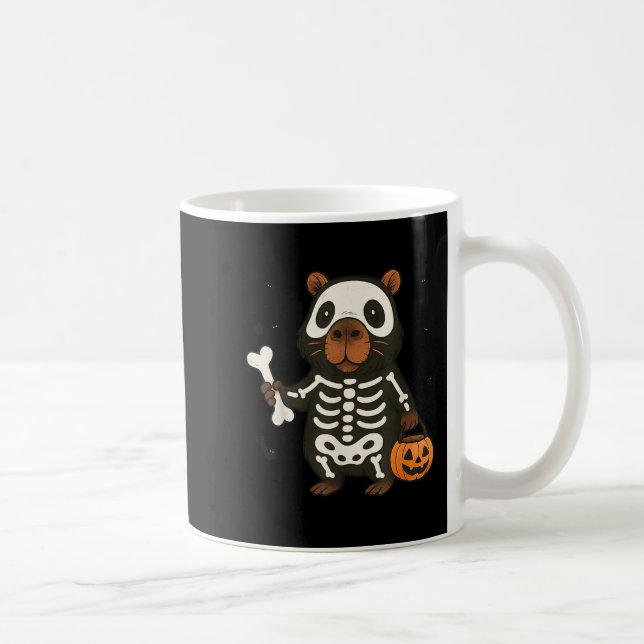 Funny Capybara Skeleton Pumpkin Halloween Costume  Coffee Mug (Right)