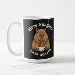 Funny Capybara Spaghetti Pun - More Spaghetti Less Coffee Mug