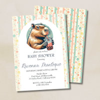 Funny Capybara Striped Personalized Baby Shower
