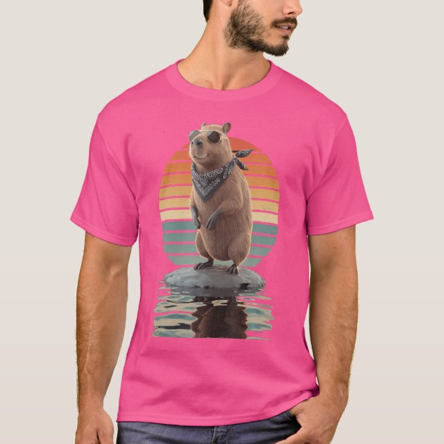 Funny Capybara Sunglasses Capybara T-Shirt (Front)