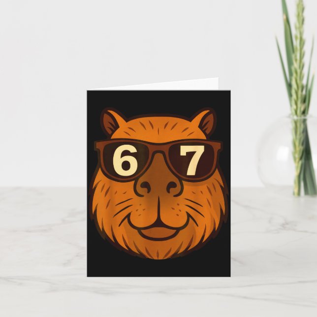 Funny Capybara Sungles 67 Six Seven Meme  Card (Front)