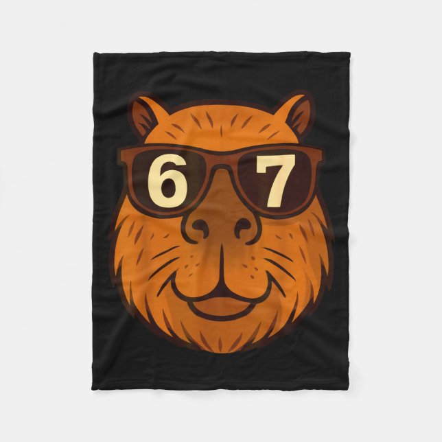 Funny Capybara Sungles 67 Six Seven Meme  Fleece Blanket (Front)
