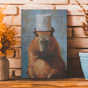 Funny Capybara Toilet Paper Canvas Print