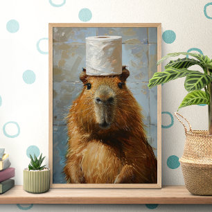 Funny Capybara Toilet Paper Poster