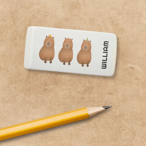 Funny Capybara Triplet Personalized Eraser