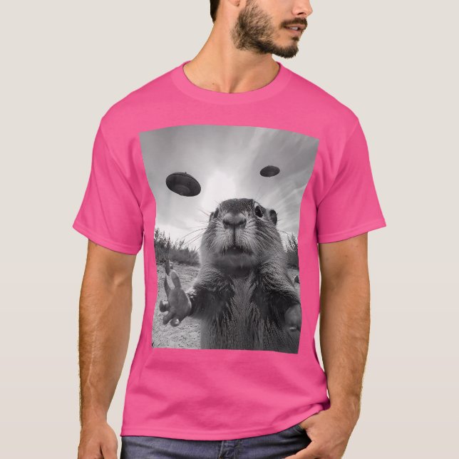 Funny Capybara Ufo Alien Funny Weird T-Shirt (Front)