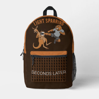 Funny Capybara vs Kangaroo Light Sparring MMA Meme Printed Backpack