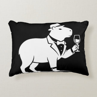 Funny Capybara Wineglass Minimalist Modern Accent Pillow