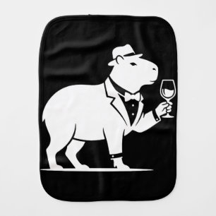 Funny Capybara Wineglass Minimalist Modern Baby Burp Cloth