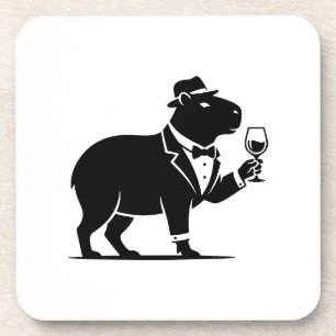 Funny Capybara Wineglass Minimalist Modern Beverage Coaster