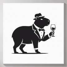 Funny Capybara Wineglass Minimalist Modern