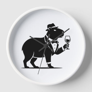 Funny Capybara Wineglass Minimalist Modern Clock