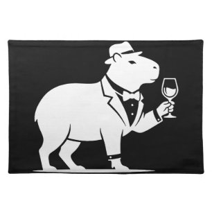 Funny Capybara Wineglass Minimalist Modern Cloth Placemat