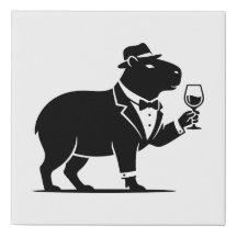 Funny Capybara Wineglass Minimalist Modern