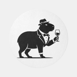 Funny Capybara Wineglass Minimalist Modern Outdoor Rug