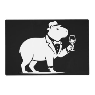 Funny Capybara Wineglass Minimalist Modern Placemat