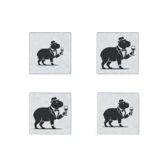 Funny Capybara Wineglass Minimalist Modern Stone Magnet
