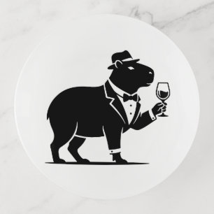 Funny Capybara Wineglass Minimalist Modern Trinket Tray