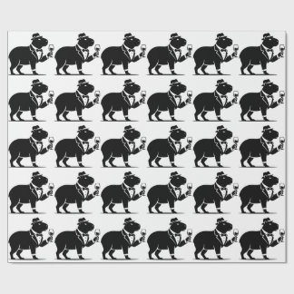 Funny Capybara Wineglass Minimalist Modern Wrapping Paper