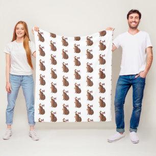 Funny Capybara with Butterfly – Cute Rodent Animal Fleece Blanket