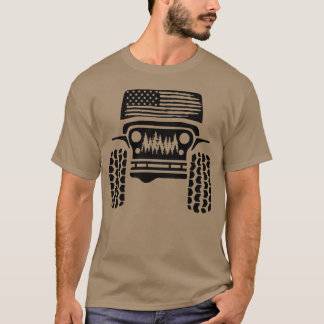 Funny Car Cool USA Flag Cute American offroad funn T-Shirt