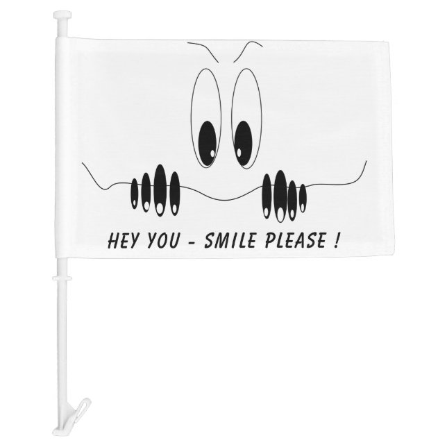 Funny Car Flag with Curiosity Eyes - Smile (Front)